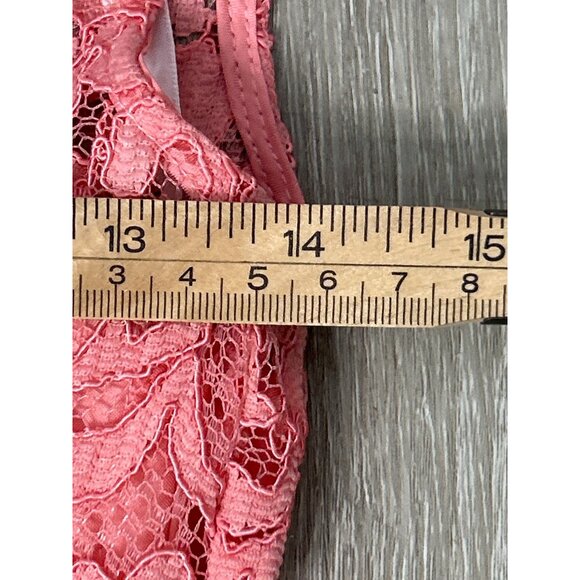 David’s Bridal Coral Pink Lace Chiffon Sleeveless Fit & Flare Dress Women’s Sz 2 - Picture 8 of 10